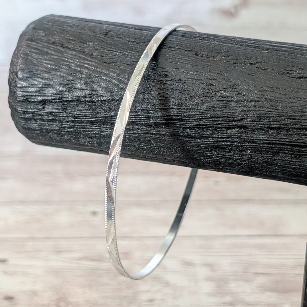 Vintage Bangle - Silver Tone - EXTREMELY THIN & LIGHT - Bent